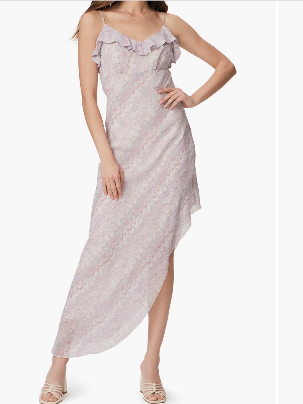 PAIGE Lilian Sleeveless Ruffle Asymmetrical Midi Dress $399